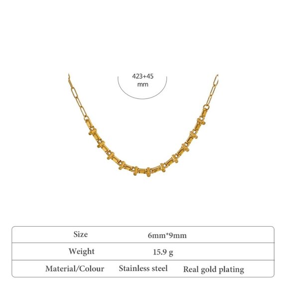 New 18K Gold Plated Link Chain Necklace 9c - Picture 5 of 8